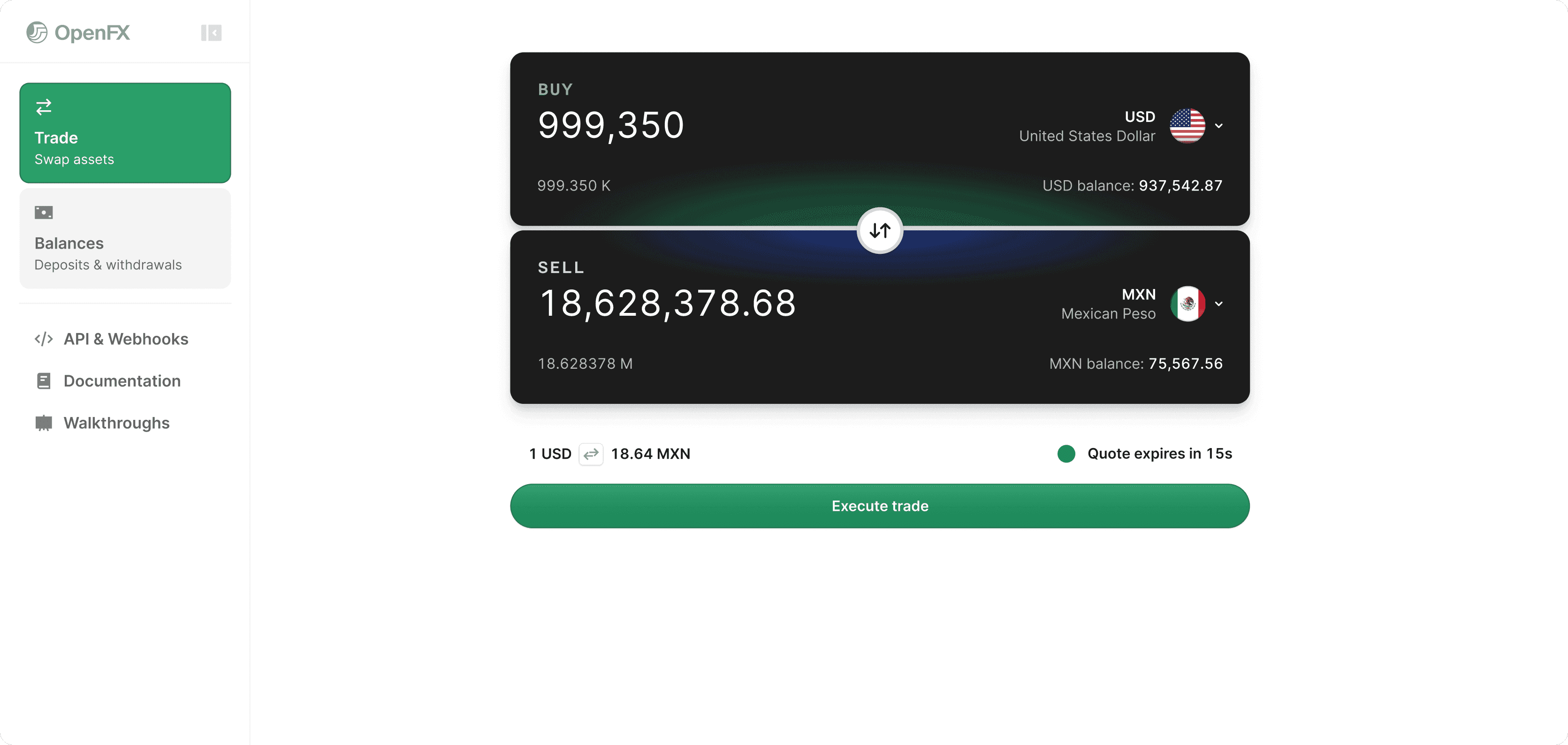 CopperRoute trading interface.